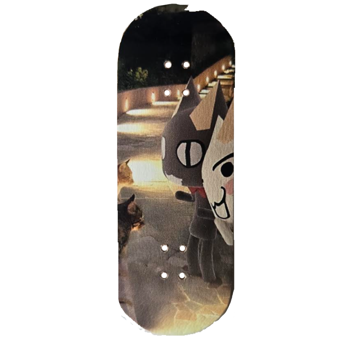 Wooden Fingerboard Deck, "Cats" - 34mm x 97mm