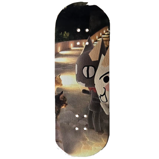 Wooden Fingerboard Deck, "Cats" - 34mm x 97mm