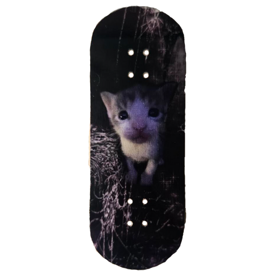Wooden Fingerboard Deck, "Realistic Cat" - 34mm x 97mm
